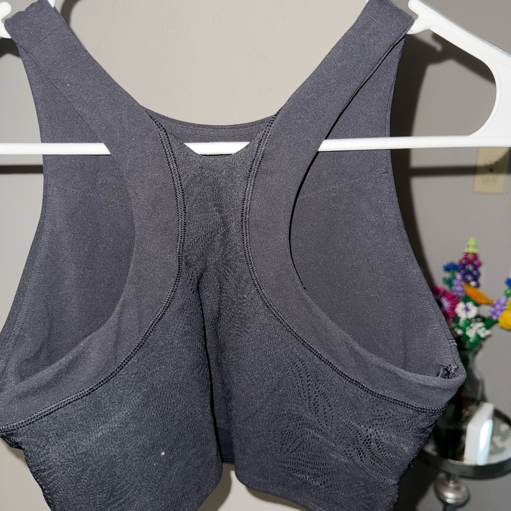 Athleta Gray Sports Bra Racerback Design
